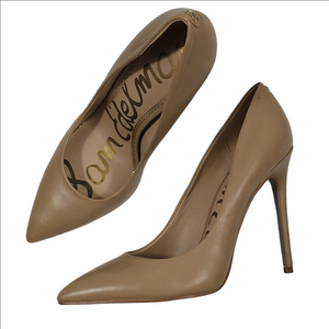 Sam Edelman Danna Leather Pointed Toe Slip On Stiletto High Heel In Soft Beige